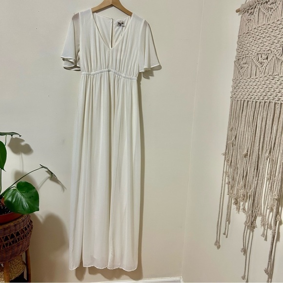 Show Me Your Mumu Emily Empire Maxi Dress in Wedding Cake Chiffon sz M - Picture 3 of 6